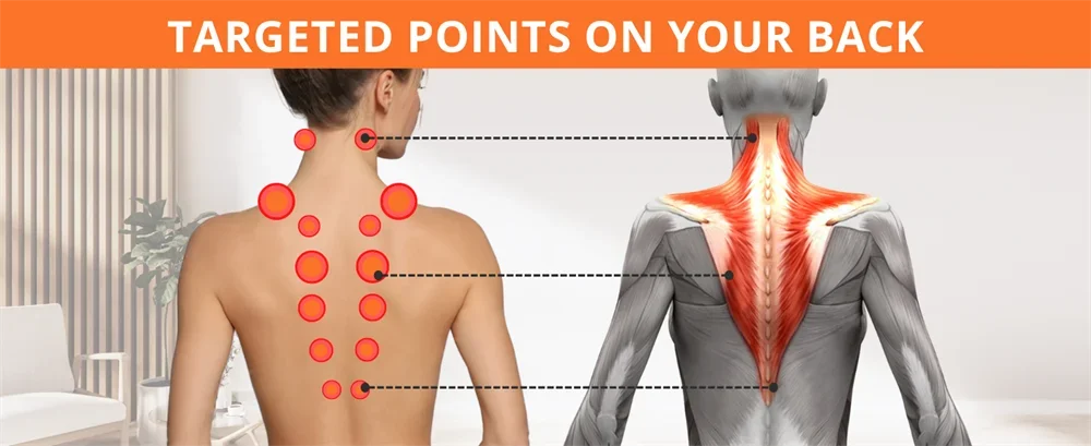 Trapezius Trigger Point Massager with orange EVA material, ergonomic bone-shaped design for neck, shoulder, and back pain relief. Perfect for posture correction and tension headaches.