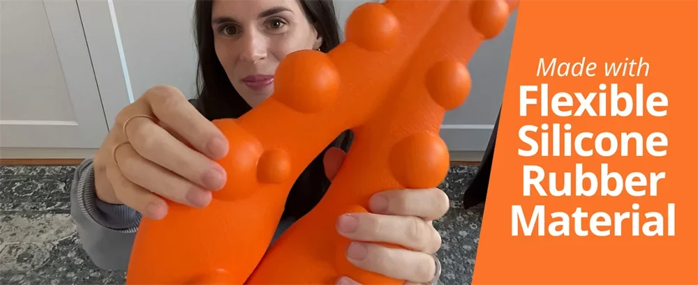 Trapezius Trigger Point Massager with orange EVA material, ergonomic bone-shaped design for neck, shoulder, and back pain relief. Perfect for posture correction and tension headaches.
