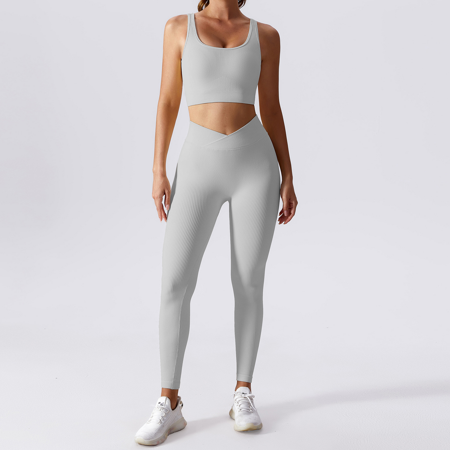 Seamless Ribbed Ensemble Yoga Set for Women