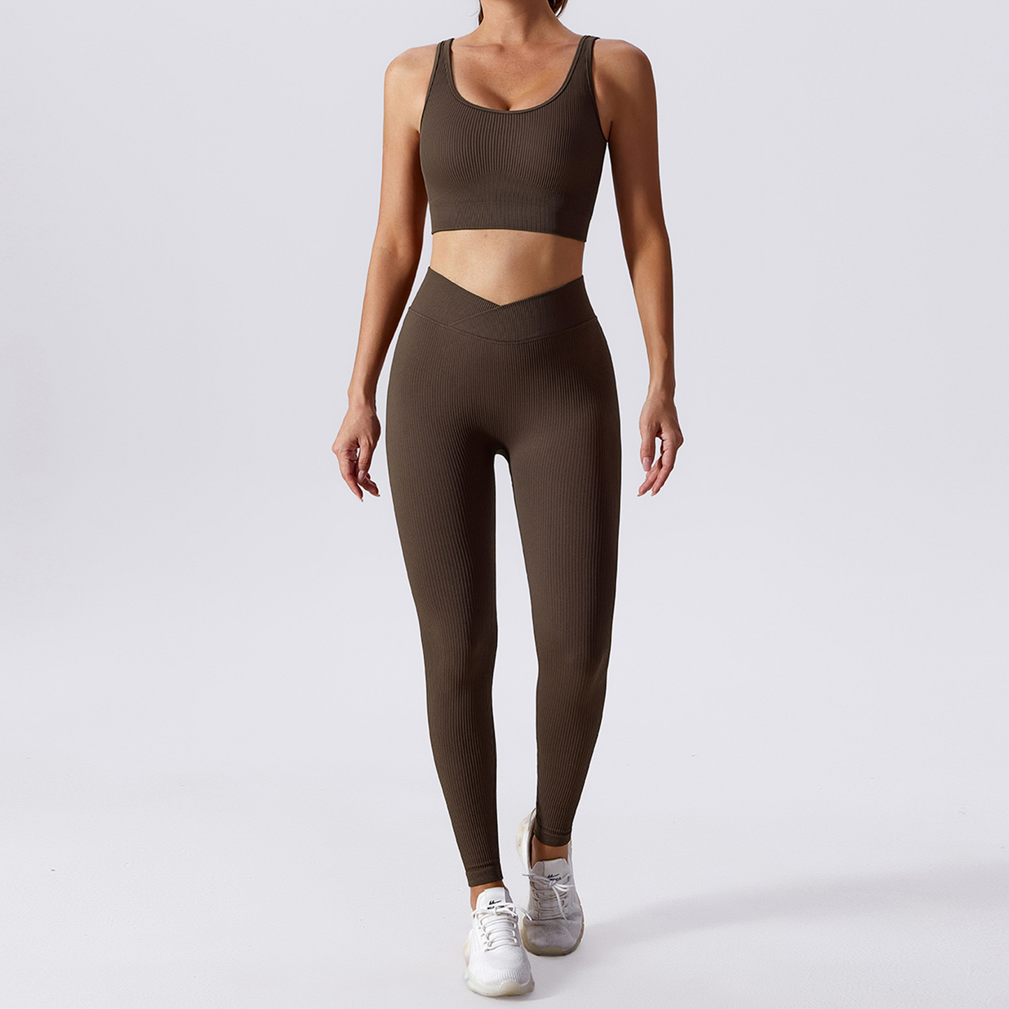 Seamless Ribbed Ensemble Yoga Set for Women