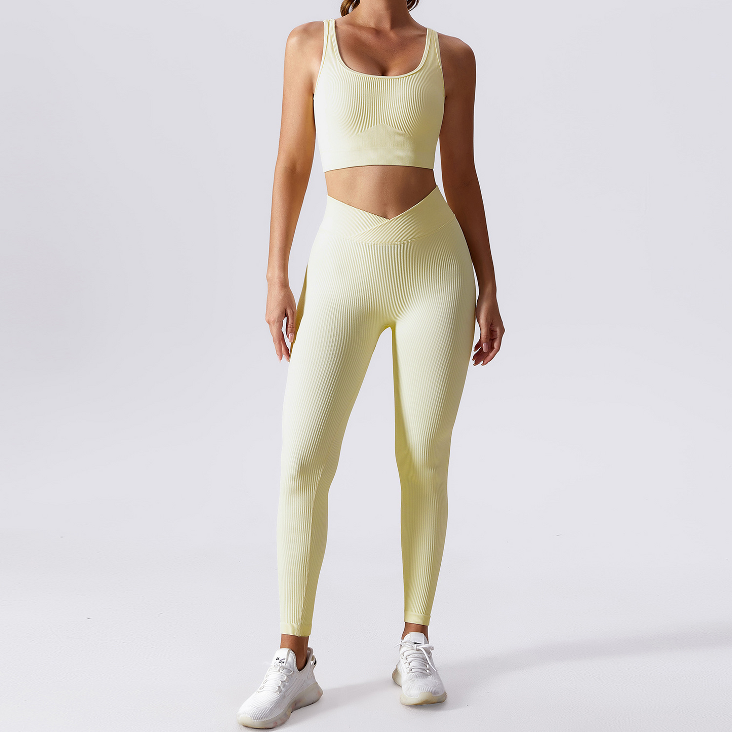 Seamless Ribbed Ensemble Yoga Set for Women