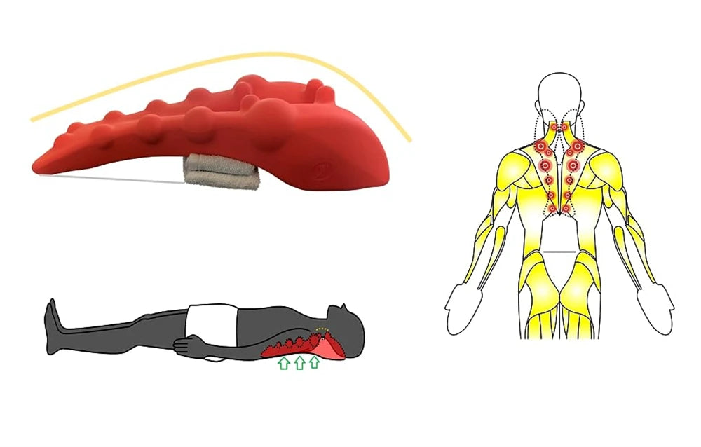 Trapezius Trigger Point Massager with orange EVA material, ergonomic bone-shaped design for neck, shoulder, and back pain relief. Perfect for posture correction and tension headaches.

