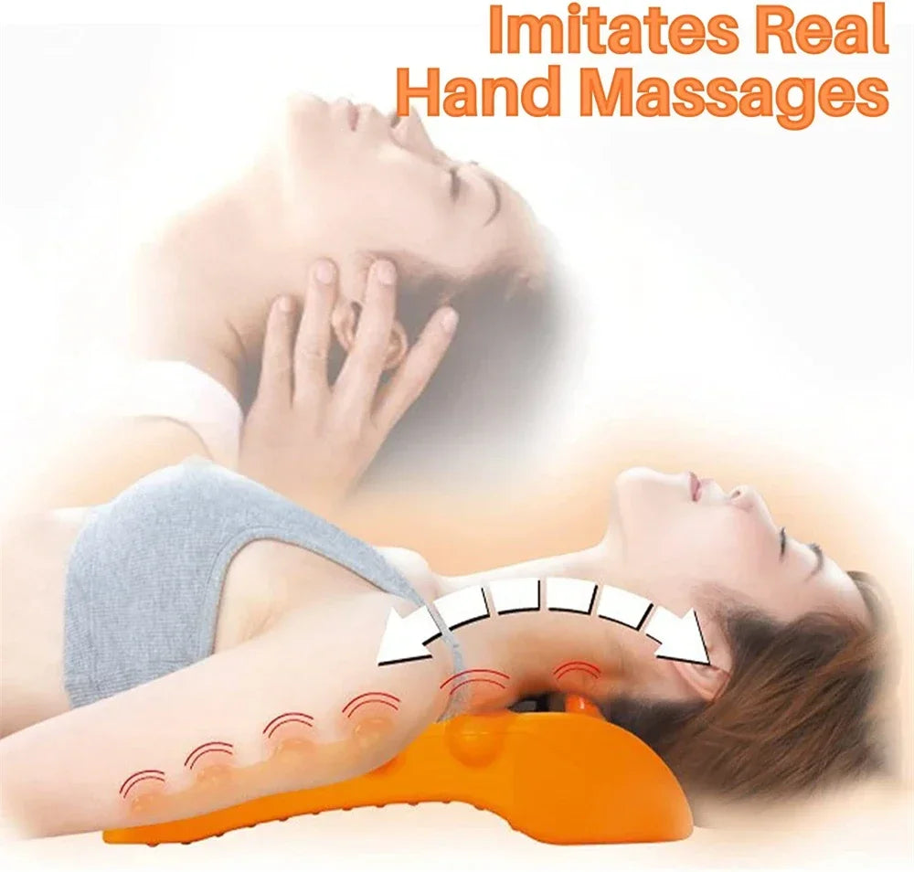 Trapezius Trigger Point Massager with orange EVA material, ergonomic bone-shaped design for neck, shoulder, and back pain relief. Perfect for posture correction and tension headaches.