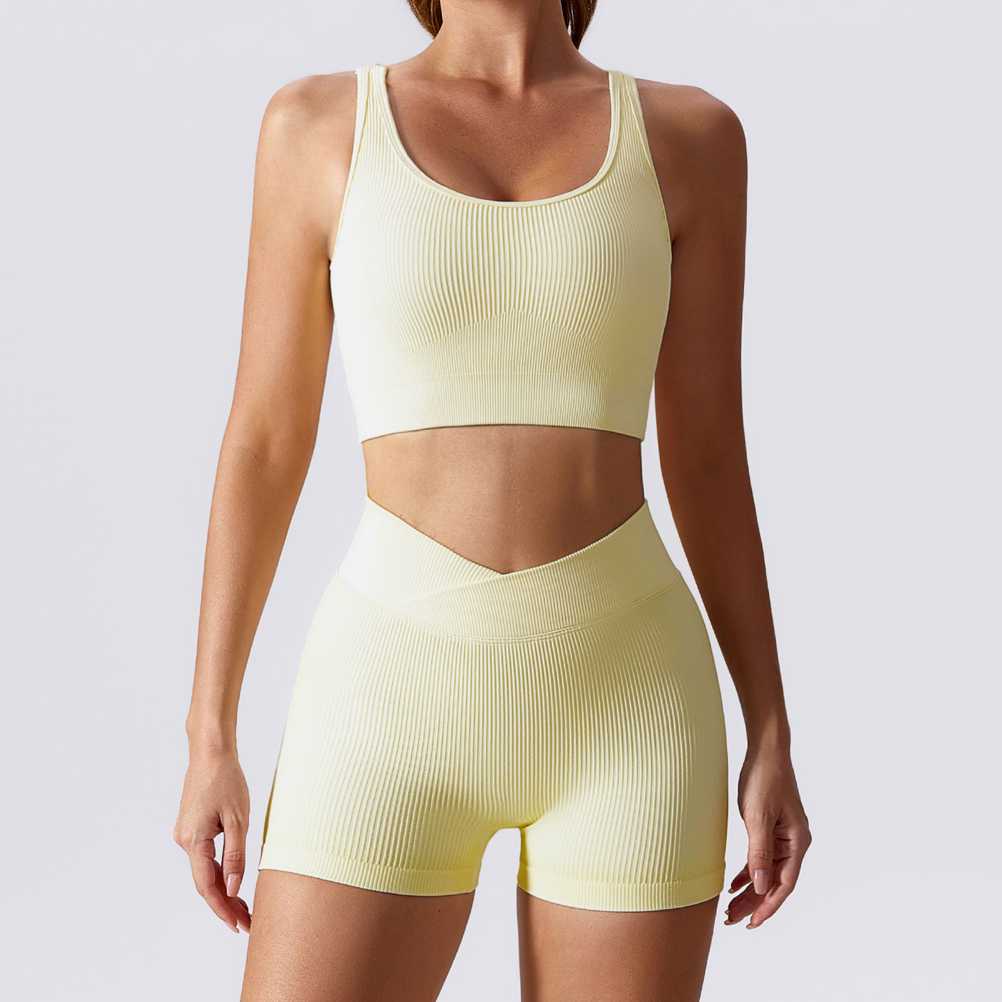 Seamless Ribbed Ensemble Yoga Set for Women