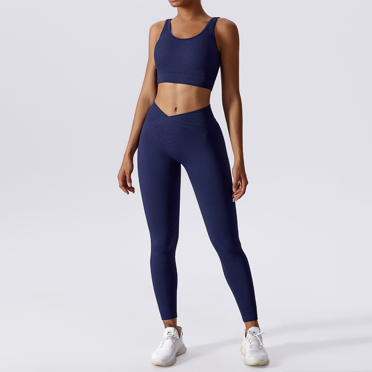 Seamless Ribbed Ensemble Yoga Set for Women