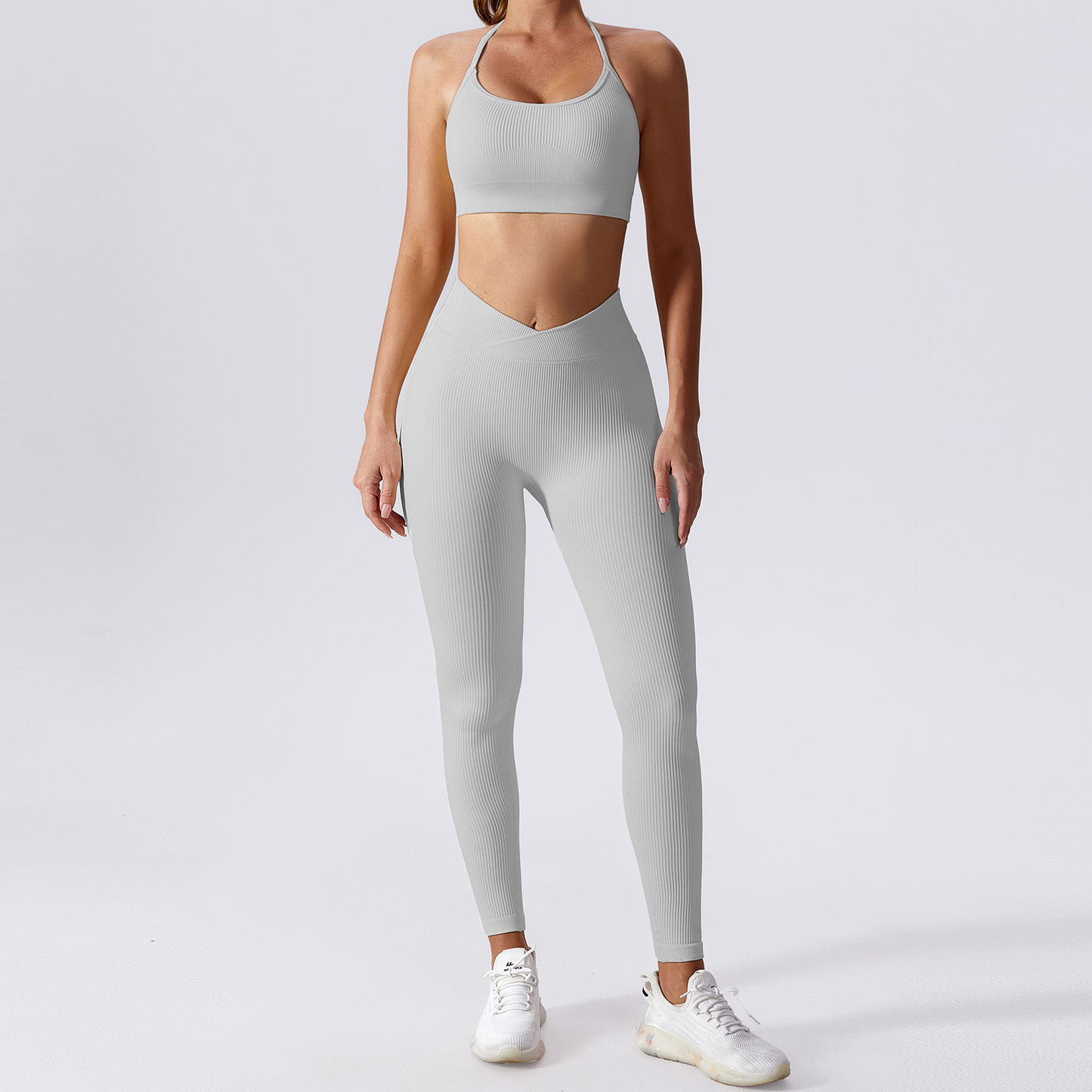 Seamless Ribbed Ensemble Yoga Set for Women