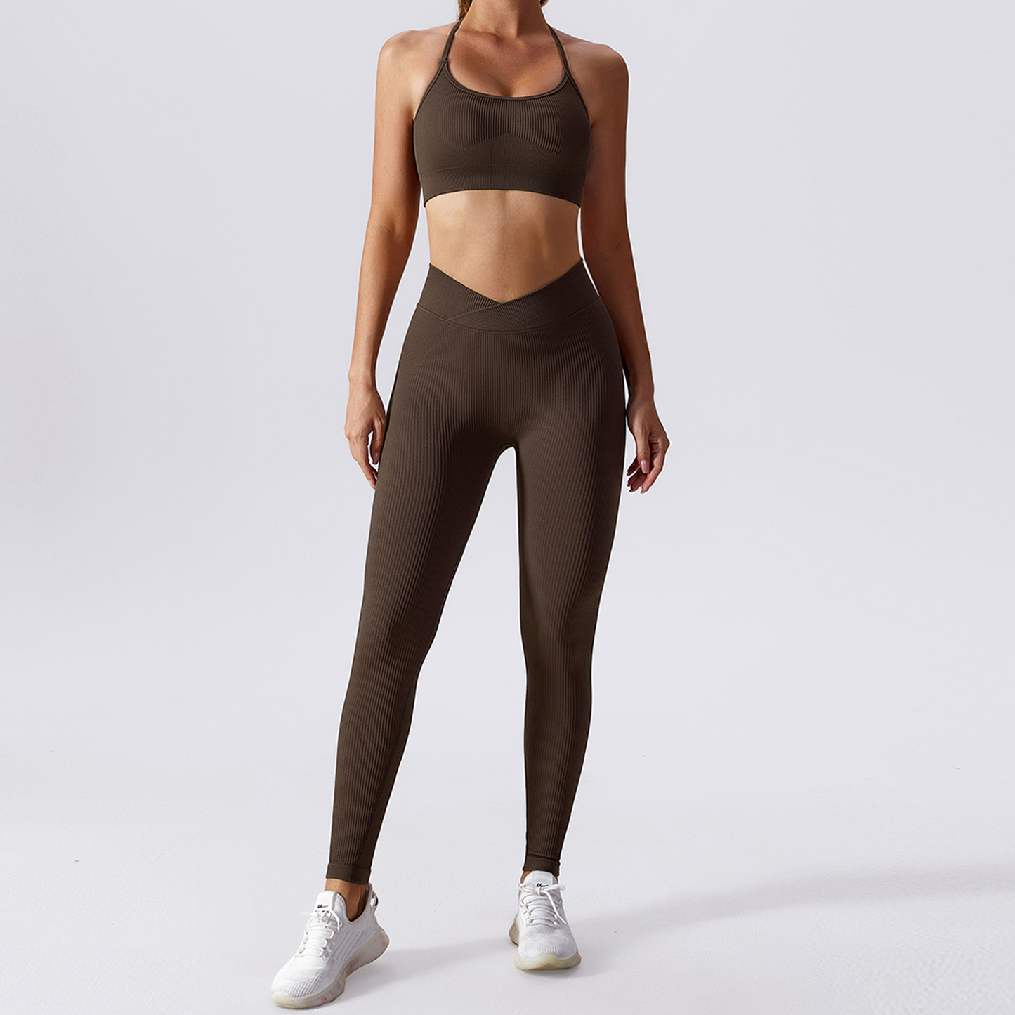 Seamless Ribbed Ensemble Yoga Set for Women