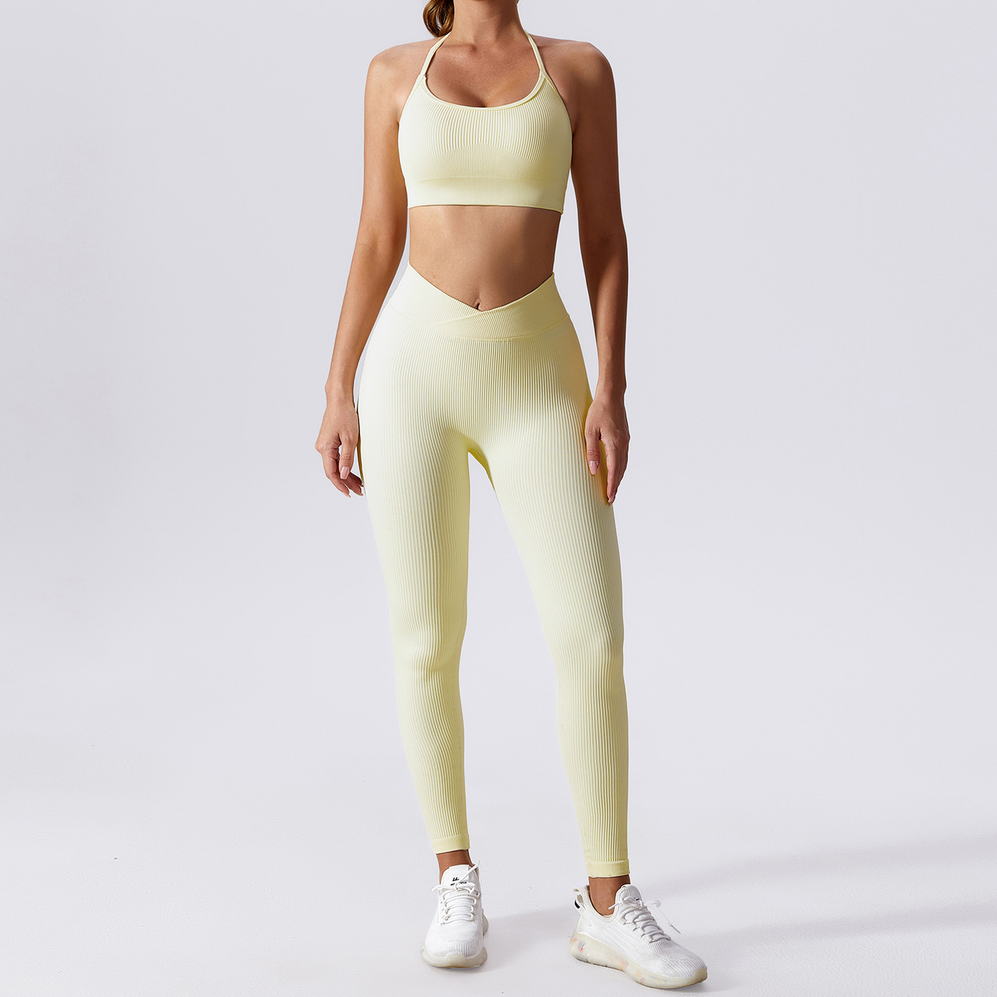 Seamless Ribbed Ensemble Yoga Set for Women