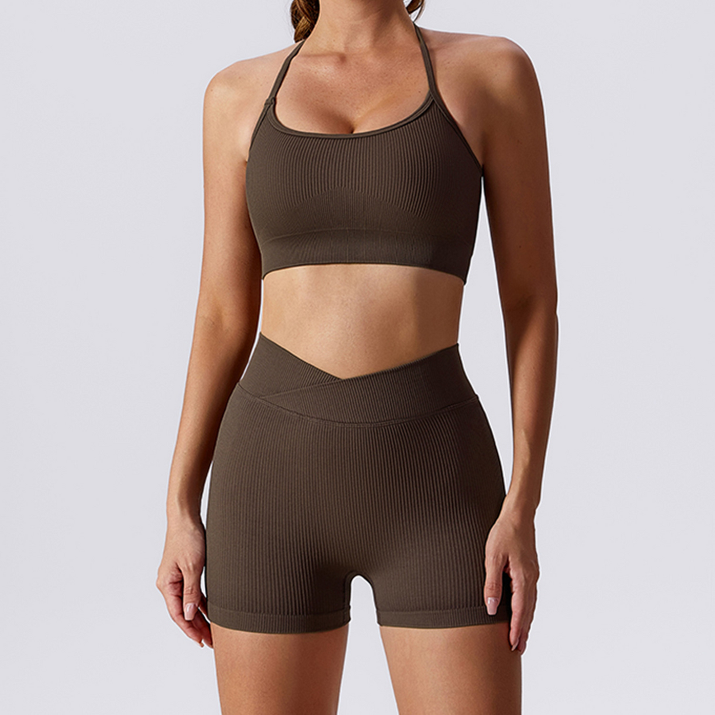 Seamless Ribbed Ensemble Yoga Set for Women