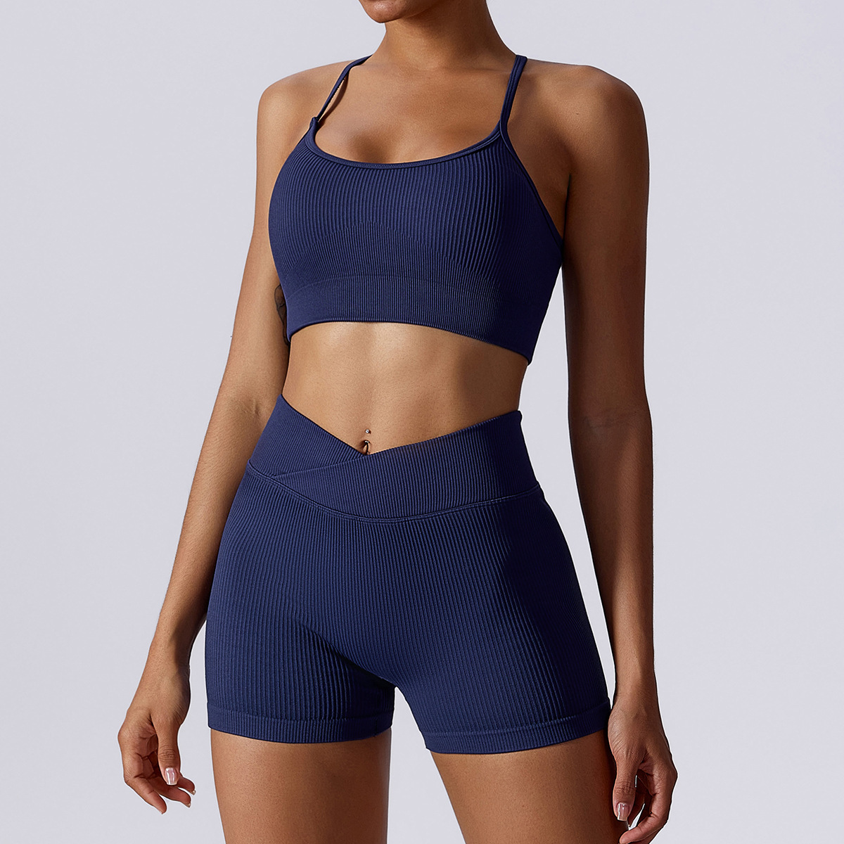 Seamless Ribbed Ensemble Yoga Set for Women